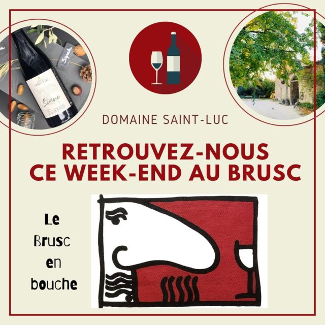 Amis varois, nous sommes heureux de vous retrouver ce week-end près de chez vous.  Venez découvrir nos nouveaux millésimes.  #domainesaintluc #lebruscenbouche #lebrusc❤️ #sixfourslesplages #grignanlesadhemar #cotesdurhone #cotesdurhonevillages #cotesdurhonevillagessuzelarousse