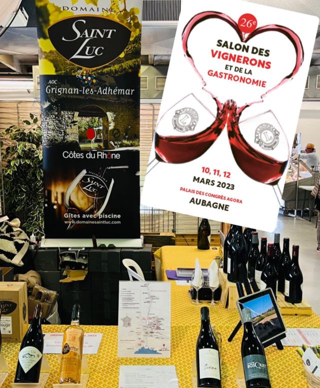 Nous sommes heureux de vous retrouver jusqu’à dimanche soir au salon des vignerons et de la gastronomie à Aubagne. Venez découvrir notre nouvelle Emiliane 2019 fraîchement mise en bouteille!!!#domainesaintluc #grignanlesadhemar #cotesdurhonevillages #cotesdurhone #aubagneenprovence